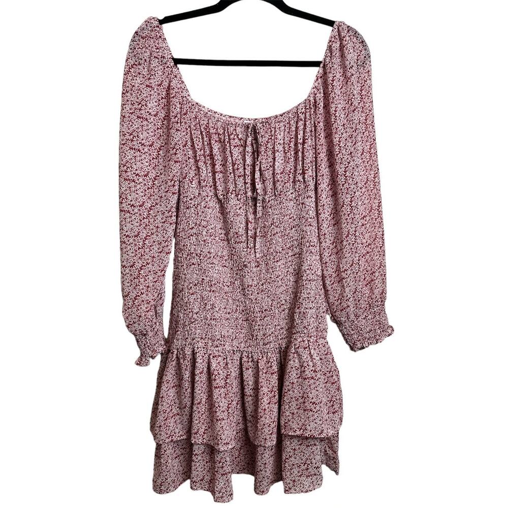 Princess Polly 12 Long Sleeve Red and White‎ Dress
